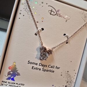 Disney Minnie Mouse Silver Plated Necklace with Crystal Accents